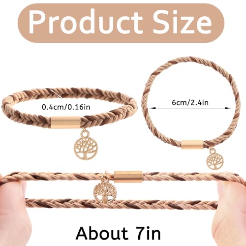DIYDEC 10PCS Hair Ties Bracelet for Women 5 Styles Soft Braided Boho Hair Bands Elastic No Damage Hair Ties for Girls thick Thin Long Curly Hair Accessories(Beige and light coffee) - color: Beige and light coffee