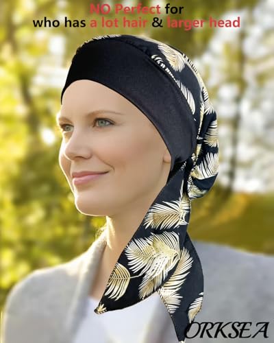 Chemo Headwear for Women Head Scarf Headwraps Silky Soft Turbans for Women Cancer Hats Chemo Beanie Coverings Scarves - color: B Black Feather
