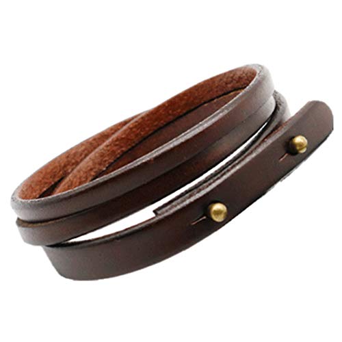 Mens Genuine Leather Bracelet - Handmade Adjustable Leather Cuff Bracelet punk Style leather wrap Wristband for Men - color: B-2 Wrap