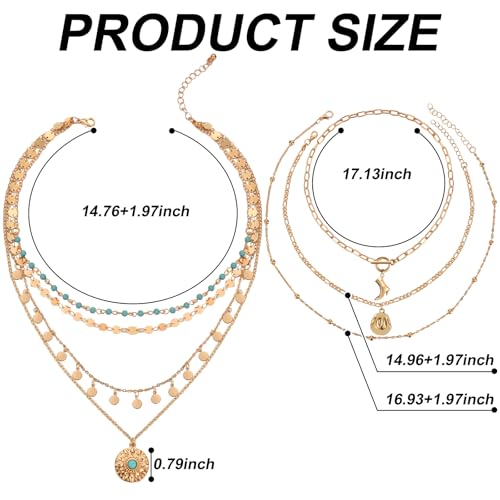 Ferreve 6 Pcs Western Cowgirl Necklace Earring Jewelry Set for Women, Western Cowgirl Layered Chain Necklace Boot Hat Pendant Earring - color: golden, style: Golden, Stylish Style