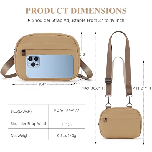 MAXTOP Small Crossbody Bags for Women Belt Bag Fanny Pack with Adjustable Strap - color: Camel Brown, style: Small Crossbody Bag