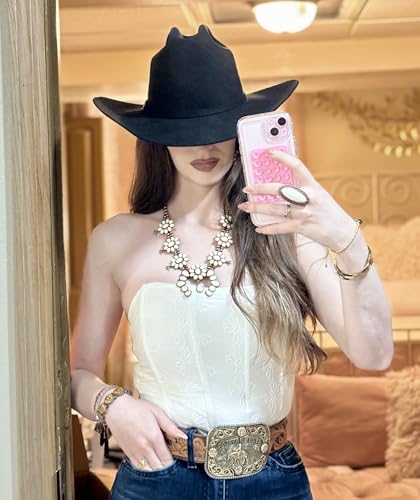 Montana West Rustic Couture's Western Jewelry Set for Women Cowgirl Vintage Western Necklace Earring - color: D-White