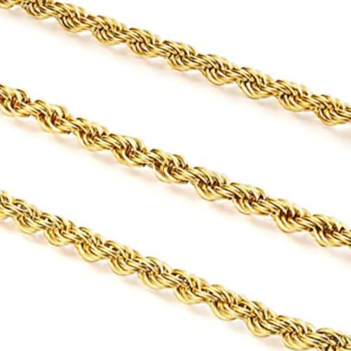 14K Yellow Solid Gold 1.5mm、2mm、3.2mm and 4.2mm Twisted Rope Chain Necklace, Ideal Gift for Women And Men(Lengths from 16 to 36 Inches) - size: 16inch