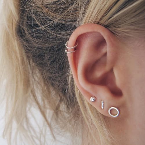 18K Gold Love Knot Stud Earrings for Women Statement Button Pearl Stud Earrings Minimalist Cute Small Post Earring - color: 7.Silver Circle