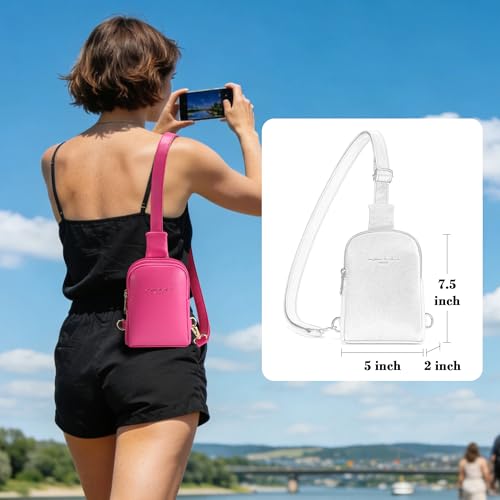 INICAT Women's Small Sling Bag, Lightweight Everyday Vegan Leather Crossbody Purse for Daily Essentials and Travel Light - color: Hot Pink, size: Small
