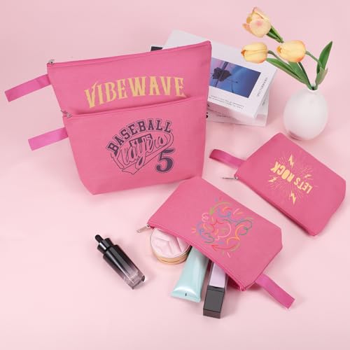 10 Pieces Cotton Canvas Makeup Bag with Bottom and Strap, Multi-Purpose Cosmetic Bag with Zipper Travel Toiletry Pouch, Blank DIY Craft Bag (Hot Pink, S) - color: Hot Pink, size: S