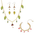 3 Pcs Mushroom Jewelry Necklace Set, Funky Earrings Mushroom Earrings for Women, Green Leaf Necklace & Bracelet, Whimsical Jewelry Glass Glaze Mushrooms Gifts Stuff for Holiday