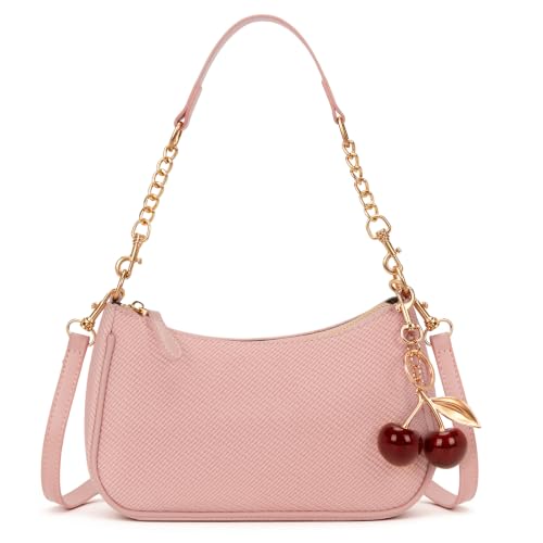 Small Shoulder Bags for Women Y2k Cute Shoulder Purse with Cherry Pendant Trendy Designer Handbag for Daily - color: A04-pink