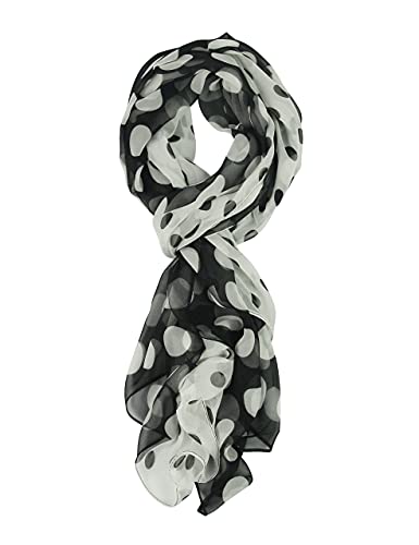 PANTONIGHT Long Chiffon Fashion Scarf Lightweight Chiffon Sheer for women - color: Black/White 720