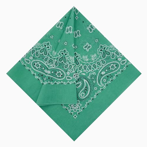 Single Pack Bandanas 60s Premium Cotton Soft Thin Handfeel Large Handkerchief for Men and Women - color: 1 Pack-dark Green
