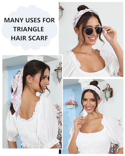 AWAYTR 3Pcs Hair Bandanas Head Kerchief for Women Girls Tie-Back Boho Hair Scarf Headband Bandana Triangle Head Scarf - color: Floral - Mixed Colors