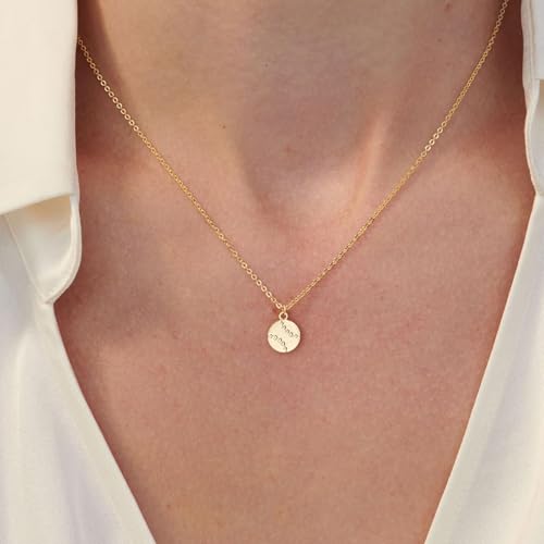 VRIUA Gold Necklace for Women - 14K Gold Plated Dainty Italian Horn Star of David Butterfly Bow Sun Lotus Volleyball Baseball Cowboy Boots Necklace Jewelry Everyday for Women - style: Baseball
