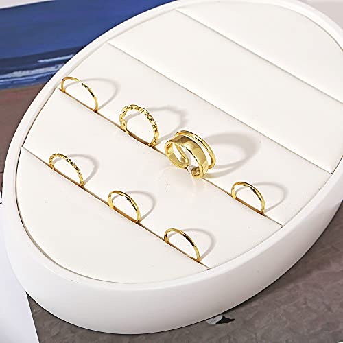 Gold Stackable Rings Set Moon Star Design Adjustable Rings for Everyday Wear Mid FingerPinky Ring Trendy Jewelry Gifts - color: F1
