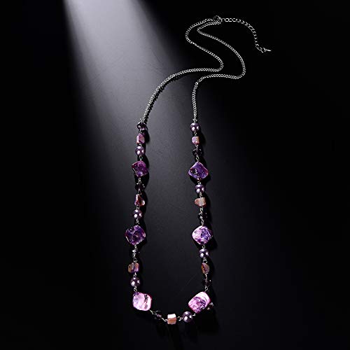 PEARL&CLUB Long Beaded Necklaces For Women - Sweater Chain Fashion Jewelry Necklace Gifts For Women - color: 35-Purple