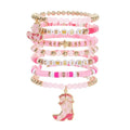 Fuqimanman2020 Boho Western Cowgirl Howdy Stackable Beaded Bracelet Set for Women Western Country Hat Boot Charms Polymer Clay Beads Bracelets Country Concert Rodeo Jewelry Gift - color: Style 1 Pink(B)