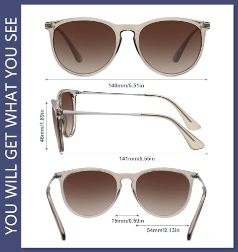 WOWSUN Retro Polarized Sunglasses Womens Trendy Round Classic Glasses - color: 3 Pack: Brown Gradient Brown+leopard Brown+black