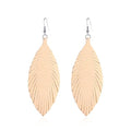 Large Genuine Soft leaf Leather Handmade Fringe Tassel Feather Lightweight Tear Drop Dangle Color Earrings for Women - color: Beige