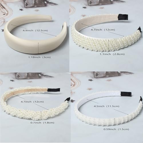 Cuizhiyu 5PK White Pearl Headbands for Women Girls Cute Pearl dainty Headbands Bling Faux Pearls Hairbands Wedding Hair Accessories hair hoop headband - color: Color A