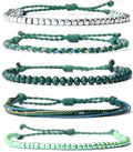 Mezcla Vida Handmade Waterproof Rope Bracelets Pack String & Beaded Bracelet Stack - Set of 5 Stackable Bracelets For Women, Summer Accessories & Bohemian Bracelets for Teen Girls - color: blackish green