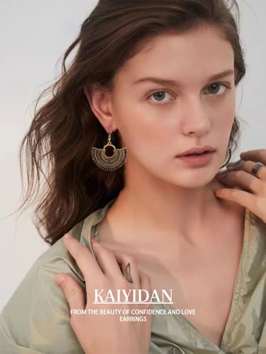 Silver/Gold Boho Dangle Statement Earrings for Women Trendy,Handmade Vintage Dainty Cute Long Drop Summer Earrings,fashion Accessories Jewelry Gifts - color: A13 Fan sector shaped braided rope