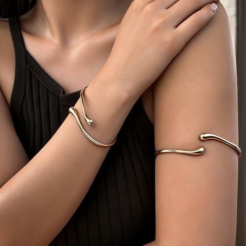 2Pcs Minimalist Simple Swirl Upper Arm Cuff Bracelets for Women Arm Bangle Armlets Adjustable - color: arm cuff new
