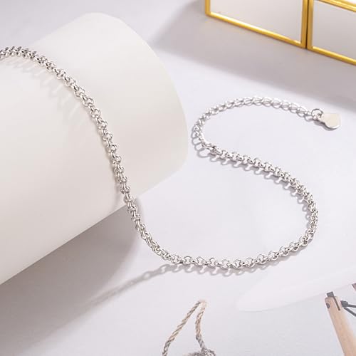Dankadi Women 925 Sterling Silver Anklets Bracelet Men Simple Chopin/Box Chain/Twist Rope Chain Summer Beach Foot 24k Gold Plated Jewelry Gift - color: Rolo Chain Silver, size: 30cm