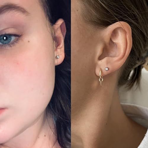 QWALIT 3 Pairs Ear Piercing Kit Silver Gold Ear Piercing Gun Kit Disposable Self Piercing Earrings at Home Earring Gun Piercing kits with Earring Studs Small Ball - color: A3-Mix -silver gold