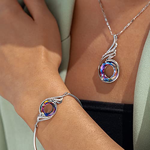 Kate Lynn "Rise From the Ashes" Phoenix Bracelet Made with Crystals from Austria, Adjustable Bangle Bracelet for Women 7"+2", Packaged with Jewelry Box, Birthday Gift for Women, Symbol of Luck and Renewal - color: Volcano