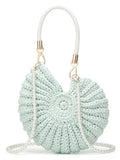 Jusavie Bohemia Crochet Handwoven Seashell Bag Women Summer Beach Bag Boho Evening Clutch Purses Shoulder Crossbody Bags 2026 - color: Light Grass Green