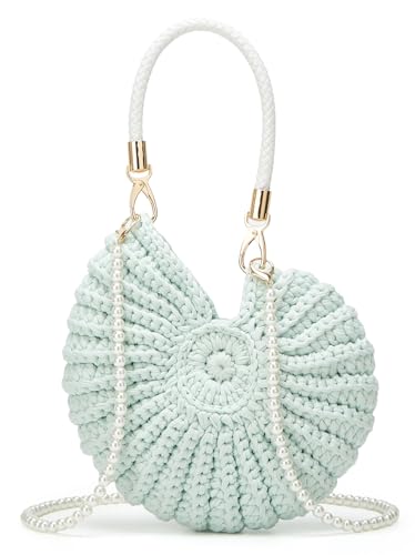 Jusavie Bohemia Crochet Handwoven Seashell Bag Women Summer Beach Bag Boho Evening Clutch Purses Shoulder Crossbody Bags 2026 - color: Light Grass Green