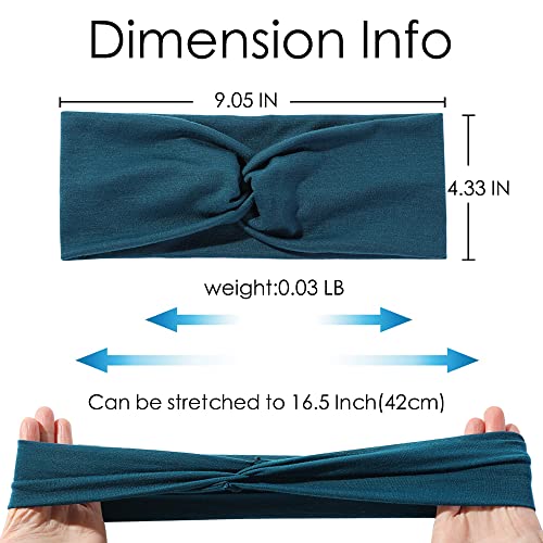 Artilady 12 Pack Boho Headbands for Women - Soft Yoga Elastic Hair Bands for Girls Workout Running Sport Head Wrap Non-slip Breathable (Q) - color: 12pcs Ocean