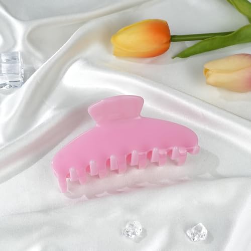 MAORULU Cute Claw Clip for Women – 4.3'' Large Acetate Hair Clips for Thick Thin Curly Long Hair, Durable Hair Clamps Non-slip Jaw Clip, Strong Hold, Stylish French Design (Jelly Pink) - color: Jelly Pink
