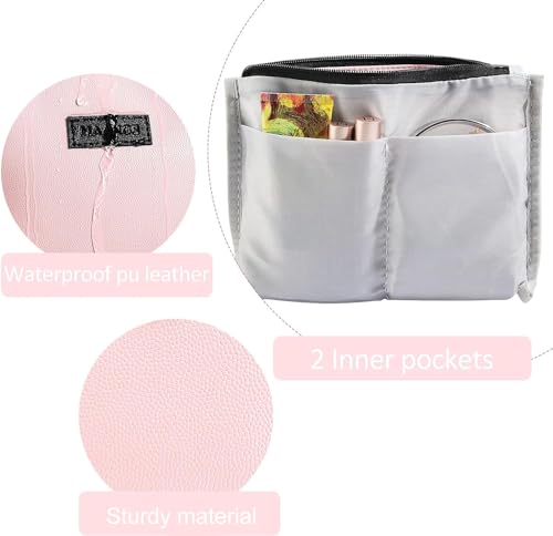 MAANGE Cosmetic Bags for Women Small Makeup Bag for Purse Pu Leather Makeup Pouch Travel Makeup Bag with Zipper Make Up Bag for Travelling - color: Pink