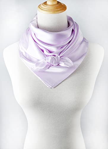 vabovin Satin Head Scarf for Women Solid Color, 35×35 in | Silk Feel Neckerchief, Hair Scarf, Fashion Bandana, Headscarf, Headband, Hair Wrap Sleeping, Daily Fashion Styling - color: 222 Lilac