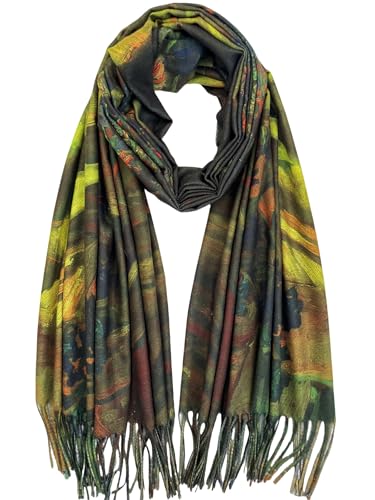 VENVSBEE Reversible Scarf Soft Large Shawl Wrap Blanket Double Sided Art Print Warm Pashmina Stoles Klimt Van Gogh Gifts - color: Art 26