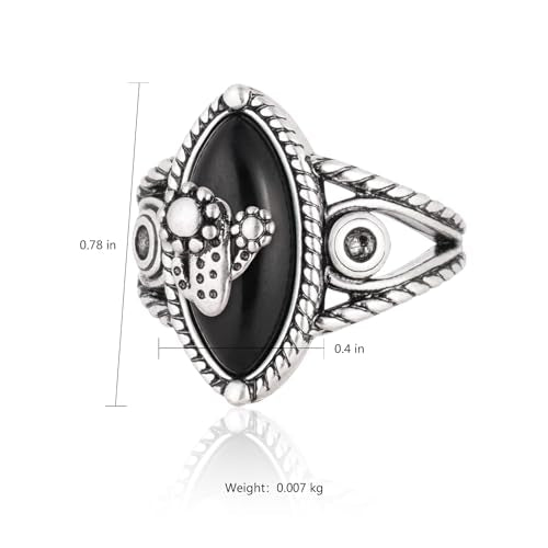 Montana West Wrangler Western Couture's Bohemian Turquoise Cuff Ring for Women Cowgirl Size 7 - color: Silver-Black
