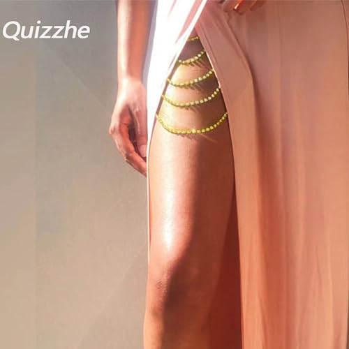 Boho Layered Crystal Leg Chains Silver Trendy Rhinestone Tassel Sexy Body Chain Beach Rave Party Jewelry Accessories Gifts for Womens