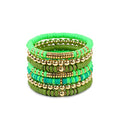 Elegance 11 designs Heishi Beaded Bracelets For Women Polymer Clay Colorful Surfer Stackable Beads Boho Bracelet Summer Beach Jewelry - color: Green