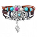 Turquoise Leather Western Bracelets for Women Men Bohemian Retro Turquoise Wrap Bracelets Exquisite Layered Stacked Cowboy Cowgirl Bracelet Western Country Concert Outfits Leather Cuff Bracelet for Women - style: Feather,Turquoise