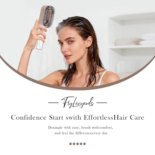 2-in-1 Manual Non-Electric Detangler Hair Brush with Built-In Mister Spray, Wet & Dry Detangling Brush for Curly, Wavy & Straight Hair, No-Tangle Anti-Frizz Brush，Reservoir 50ml.(Khaki) - color: Khaki