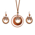 Wooden Leather Necklaces Set Bohemian Wood Stack Discs Long Chain Hemp Rope Bronze Plated Pendant Ethnic Tribal Fall Leaf Earrings Jewelry Statement Necklace - color: R-033
