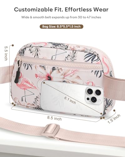 Pritent Fanny Packs for Women Cross Body Bag Waterproof Belt Bag with Adjustable Strap and Zipper Back Pocket Small Crossbody Bags Fashion Waist Packs for Workout Travelling(Flamingo Print) - color: Flamingo Print, size: Small
