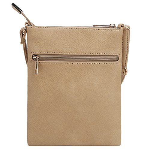 DELUXITY Crossbody Purse Bag Shoulder Bag Multi Pocket Zipper Purse - color: Camel