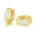 CiNily Huggie Earrings Opal Hinged Hoop Earrings Gold Plated Hypoallergenic Small Hoop Earrings for Women Teen Girls Men Sensitive Ears - color: Rainbow White