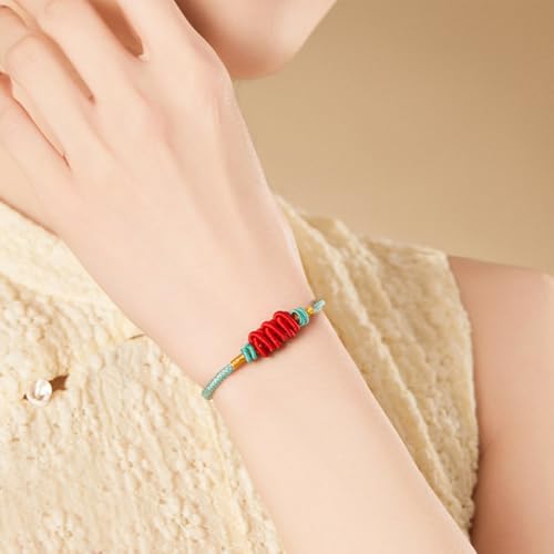 Tibetan Lucky Bracelet for Women Lucky Charm Bracelet Braided Good wishes Buddhist Style Adjustable Wrist Bracelet Red Rope Bracelets - color: Green