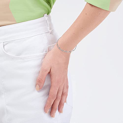 LeCalla Pure 925 Sterling Silver Italian Paperclip Link Chain Bracelets | Gold Over Silver Paper-Clip Link Station Bracelet | Sliding Bolo Bracelet for Women - color: Paper-Clip Bolo Link