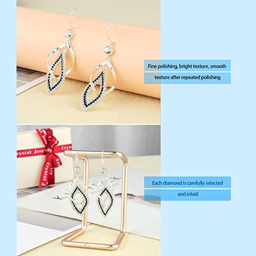 Dangle Earrings for Women, 925 Sterling Silver Handmade Linear Swirl Wire Bohemian Boho 14K Gold Diamonds Earrings Hypoallergenic Fashion Jewelry Gifts for women - color: Silver