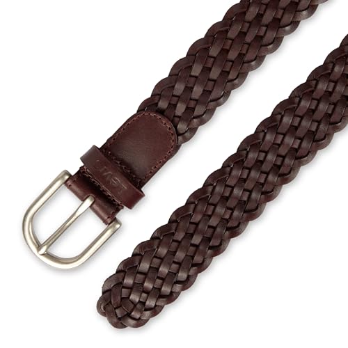 Levi's Women's Fully Adjustable Casual Leather Braided Belt for Jeans and Dresses - color: Burgundy, size: Large