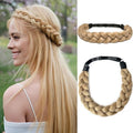 Braided Headbands Hair Piece for Women Synthetic Hair Head Bands Handmade Braid Hairband Hair Accessories Elastic Stretch Headwrap Braided Hair Band - color: 27/613-Honey Blonde Mix Lightest Blonde