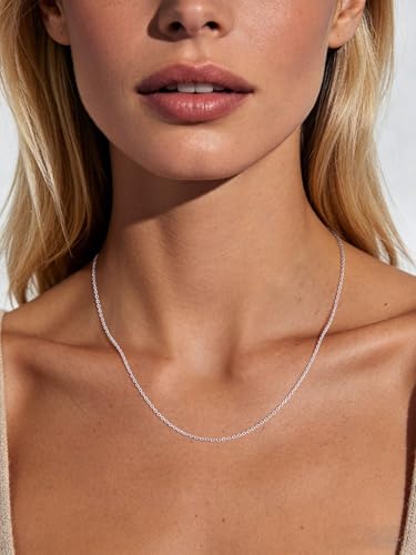 FOCALOOK Womens Chain Necklaces 1mm/1.4mm/2mm Cable Chain Necklace, 316L Stainless Steel Silver/Black/14K Gold/Rose Gold Plated, Hypoallergenic Chains for Pendant,14-30" - color: 1mm Silver, size: 14 Inch